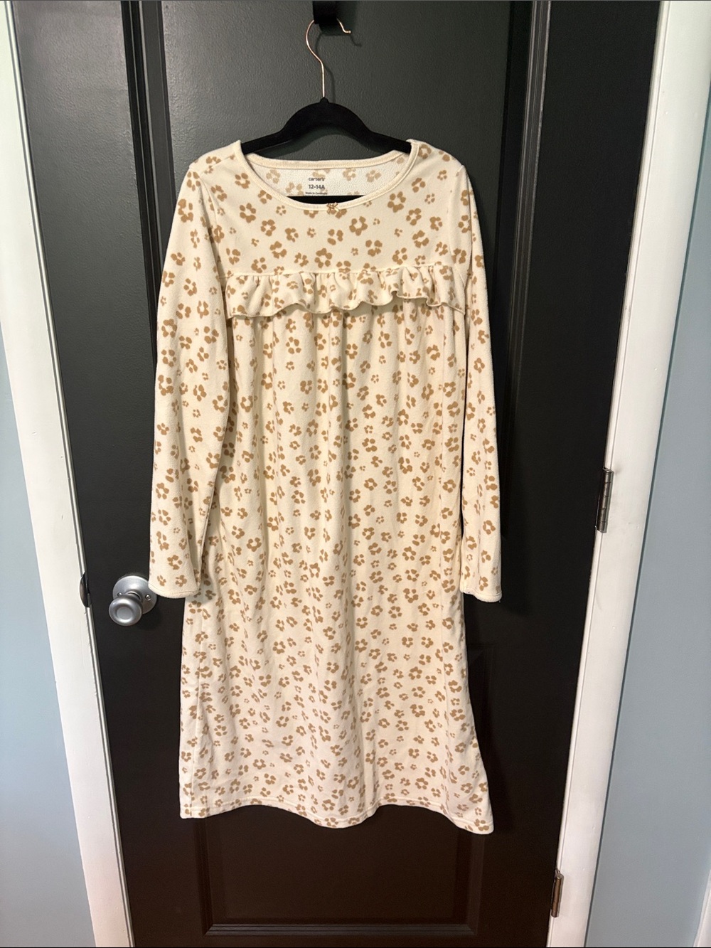 Carters leopard print fleece nightgown 12-14